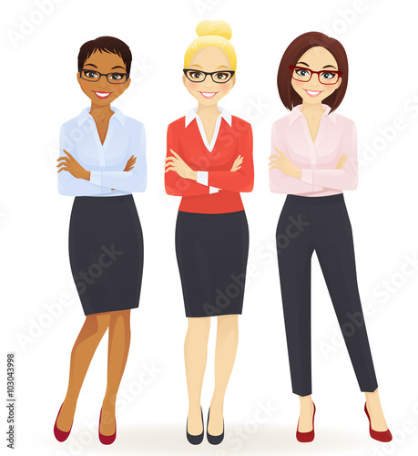 Three elegant business women in different poses