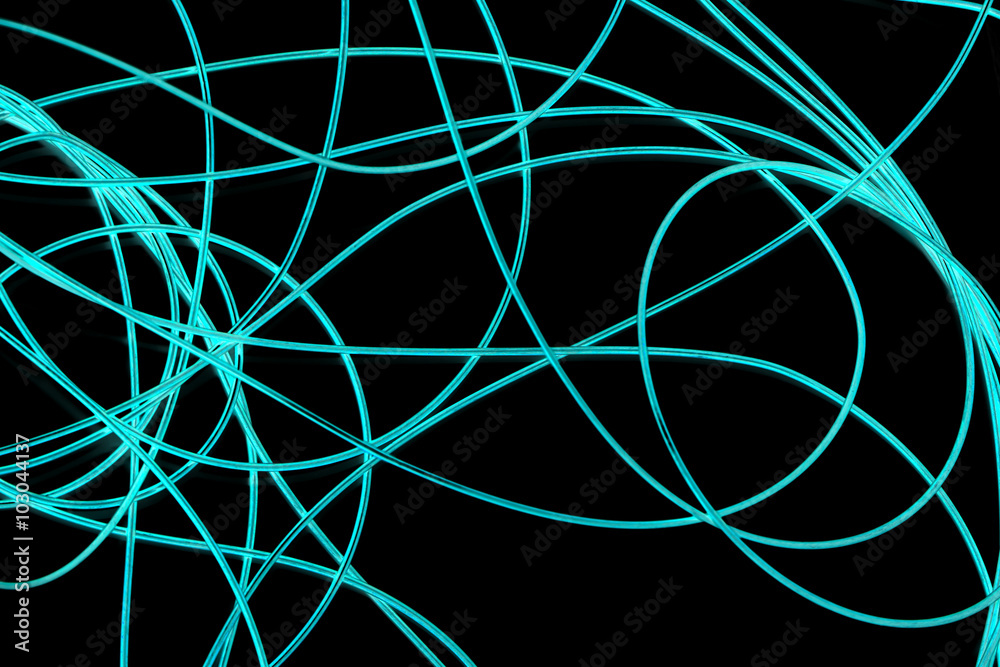 blue cable on a black background. The inversion