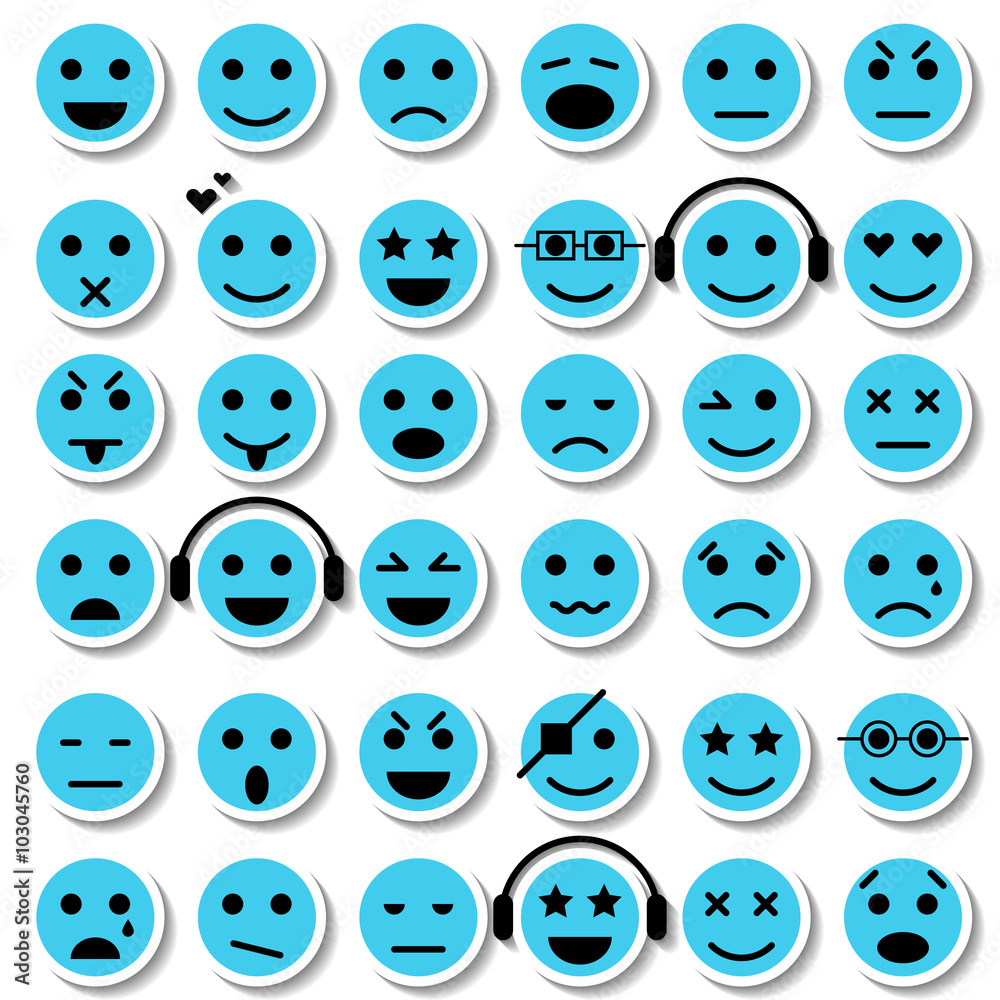 Set of Emoticons. Isolated illustration. Vector EPS10 Set of Emoticons. Isolated illustration. Vector EPS10