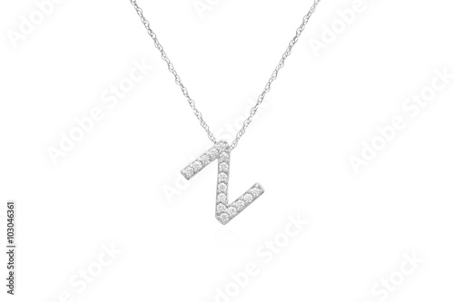 Pretty Initial "Z" Necklace with Sparkly Diamonds