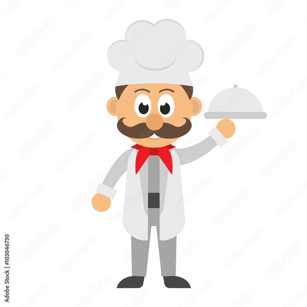 chef cartoon and a plate