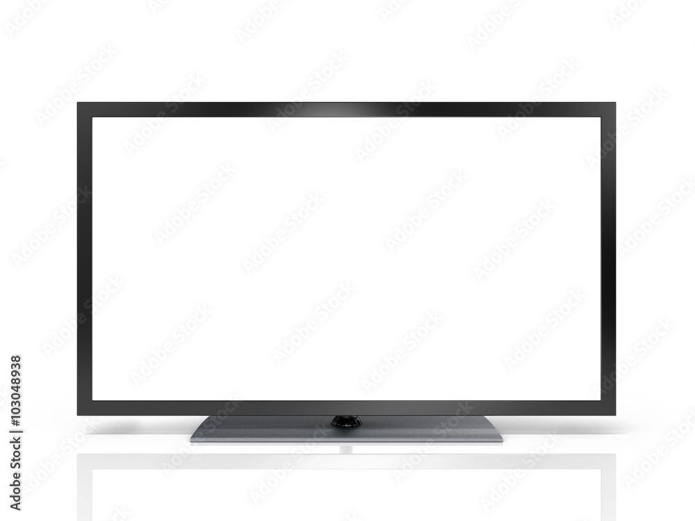 Front shot of plasma tv screen isolated on white background