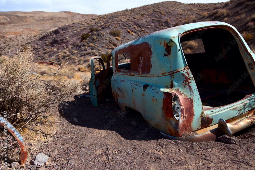 Old Car - An old car sits abandoned near a mine site in Death Valley National Park.