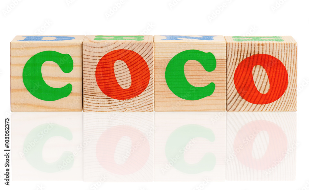 Naklejka premium Wooden сubes with letters