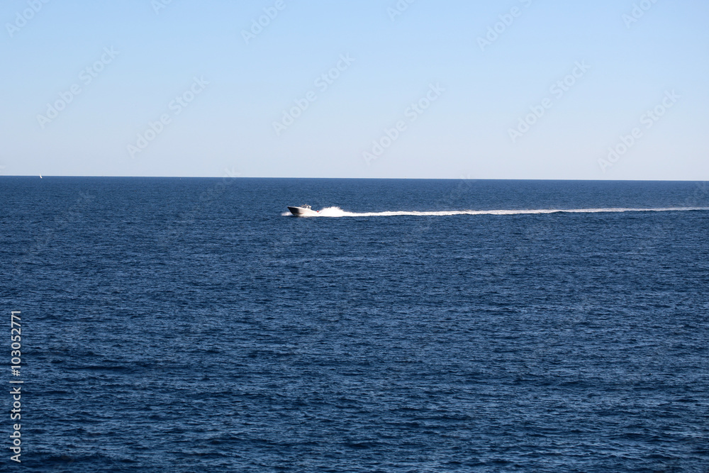 Modern motor boat in sea