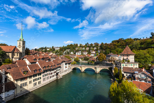 View of Berne old town on the bridge