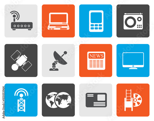Flat Business, technology communications icons - vector icon set