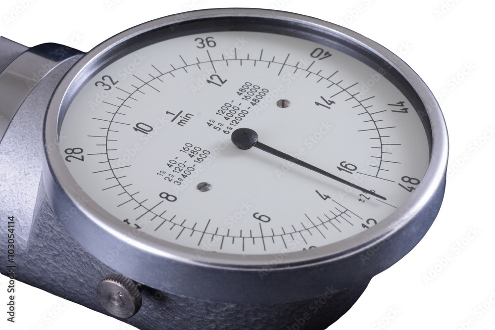 Tachometer, old RPM counter showing zero, clipping path Tachometer, old RPM counter showing zero, clipping path