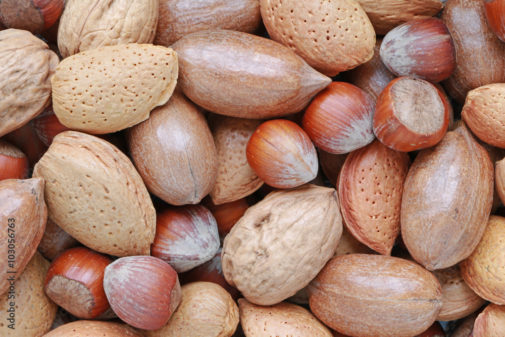 Fruits secs amande noisette noix ... arrière-plan 