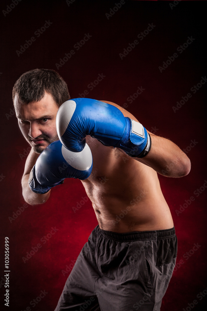 Boxing man ready to fight. Boxing, workout, muscle, strength, power
