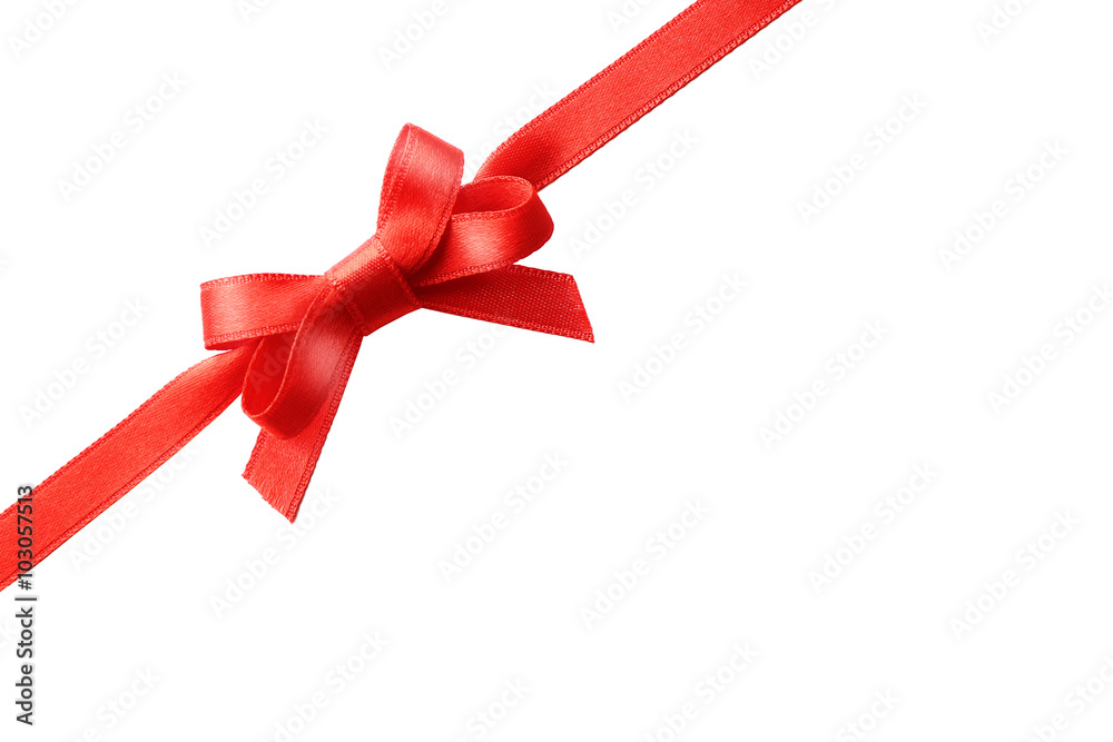 Diagonal ribbon with bow, isolated on white Diagonal ribbon with bow, isolated on white