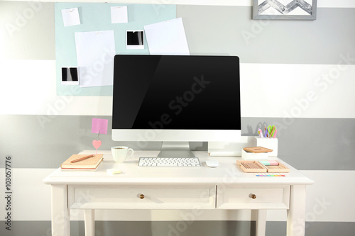 Modern workplace with computer on the table © Africa Studio