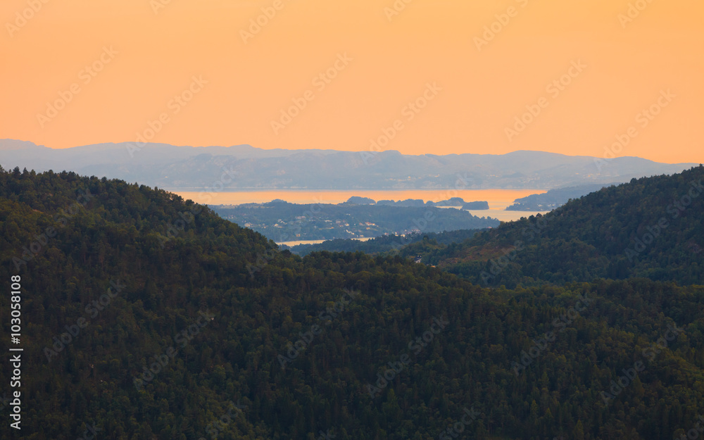 landscape sunset scenery, Norway fjord