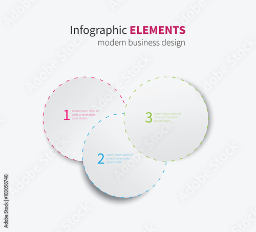 vector infographics element / modern paper infographics circles with dashed border for options