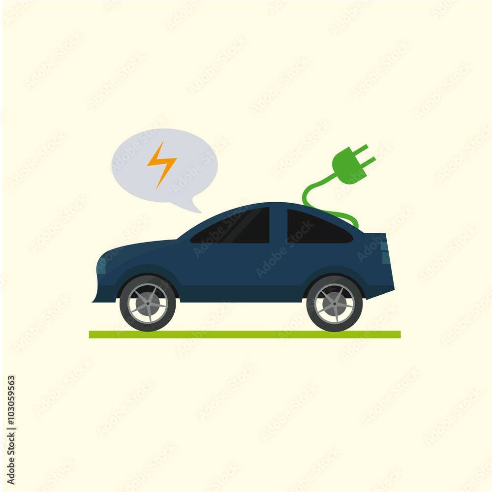 Electric Vehicle icons over color background