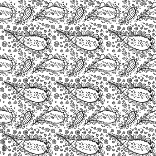 hand drawn floral seamless pattern with paisley motif