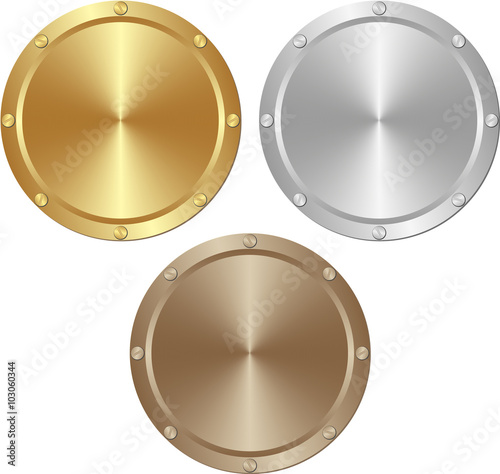 golden silver and brown plates