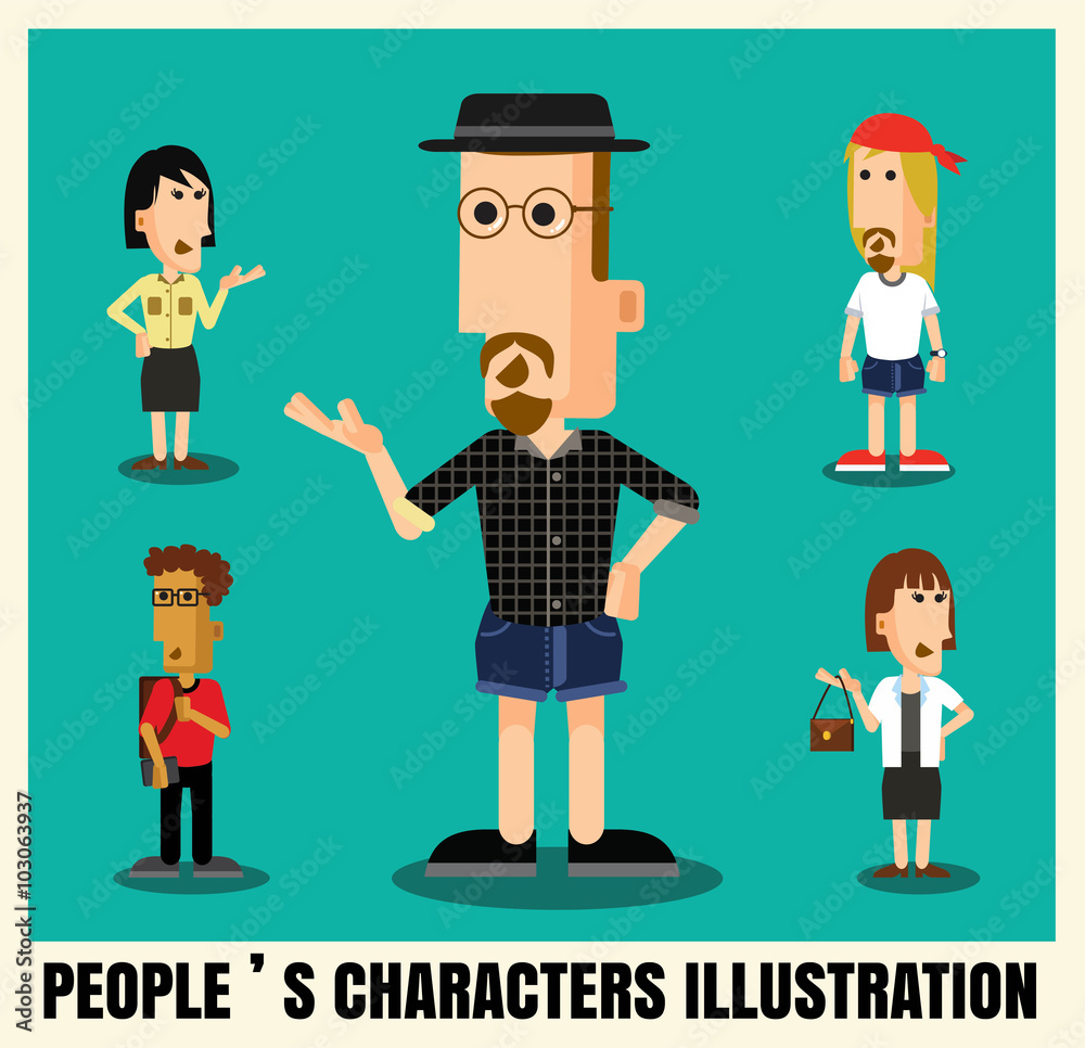 set of different people characters illustration
