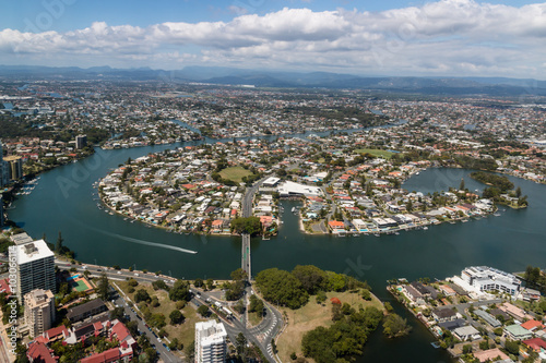 aerial view of suburb at Gold Coast, Queensland, Australia
