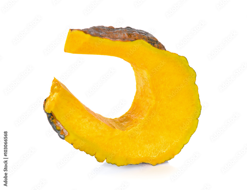 portion cut pumpkin on white background portion cut pumpkin on white background