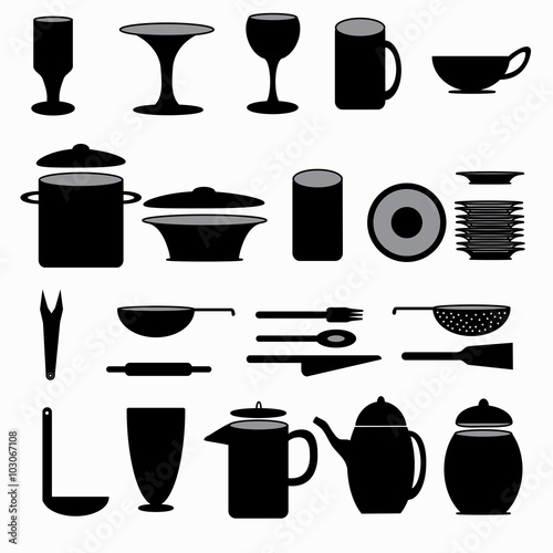 Kitchenware symbols collection vector illustration