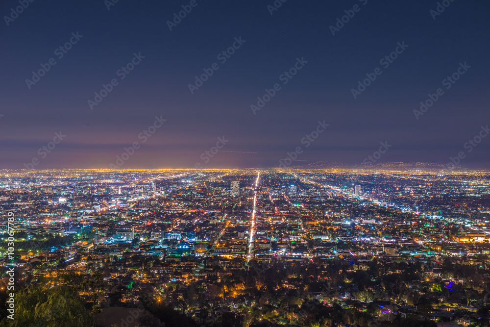 downtown Los Angeles from Griffith Observatory at sunset