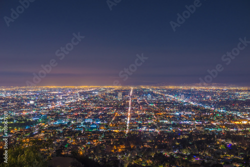downtown Los Angeles from Griffith Observatory at sunset © superjoseph