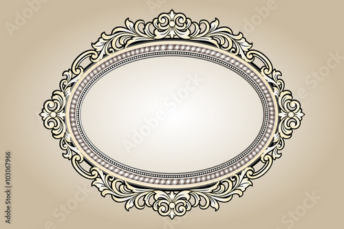 Vector vintage border frame engraving with retro ornament pattern in antique rococo style decorative design