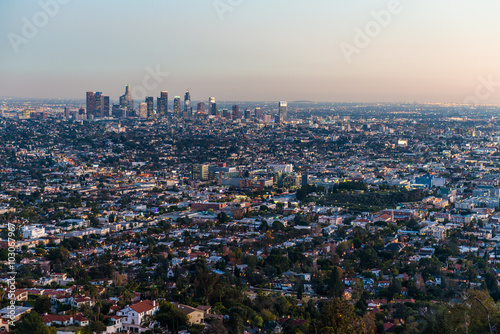 downtown Los Angeles from Griffith Observatory at sunset