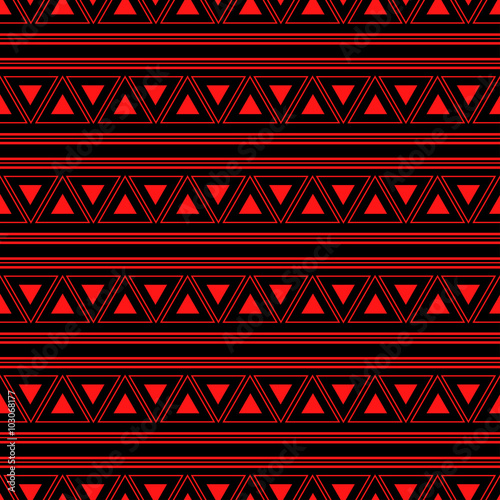Triangle Aztec Red Neon Background Vector Illustration
