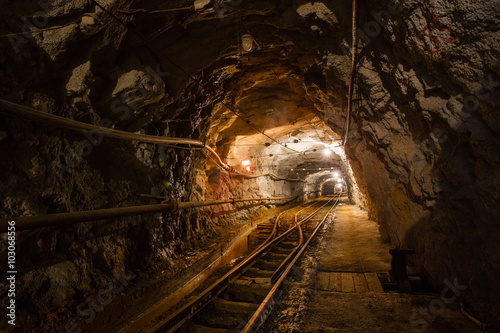 Underground gold mine ore tunnel Berezovsky mine Ural photo