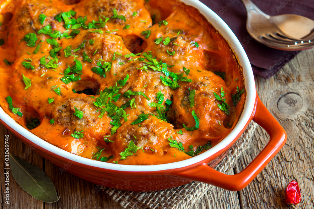 Fototapeta premium Meatballs with tomato sauce