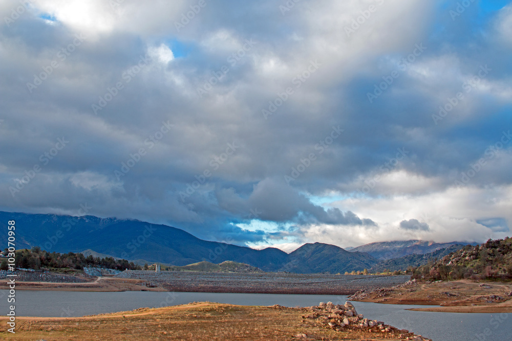 California's drought stricken Lake Isabella viewing Boulder Bay and dam