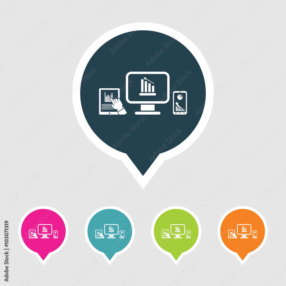Very Useful Editable Computer, Mobile Phone & Tablet Phone Icon on Different Colored Pointer Shape. Eps-10. Very Useful Editable Computer, Mobile Phone & Tablet Phone Icon on Different Colored Pointer Shape. Eps-10.