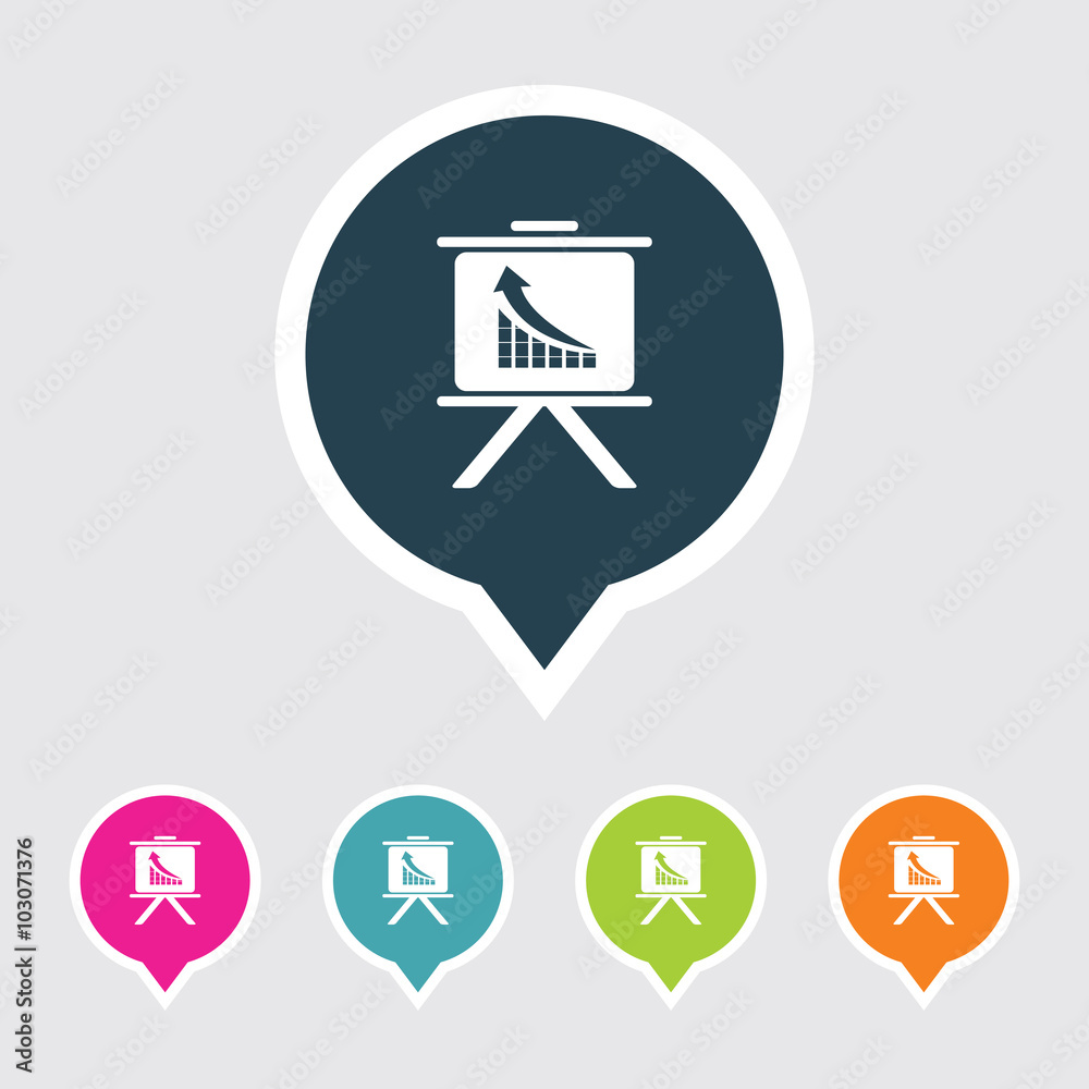 Very Useful Editable Presentation Chart Icon on Different Colored Pointer Shape. Eps-10. Very Useful Editable Presentation Chart Icon on Different Colored Pointer Shape. Eps-10.