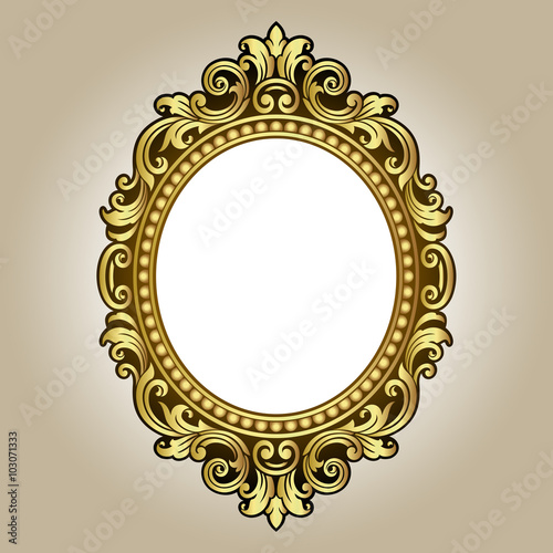 Vector vintage border frame engraving with retro ornament pattern in antique rococo style decorative design