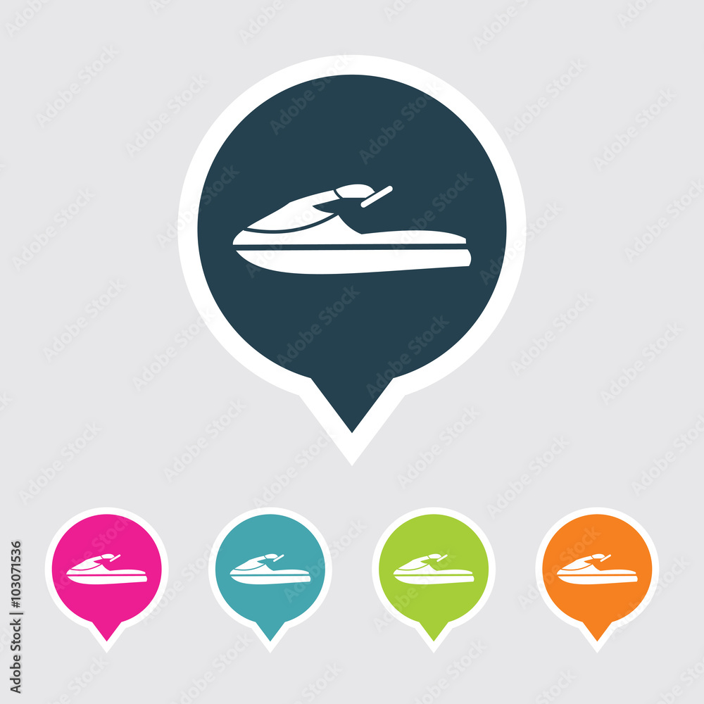 Fototapeta premium Very Useful Editable Water Scooter Icon on Different Colored Pointer Shape. Eps-10.