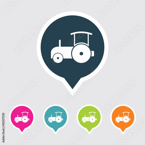 Very Useful Editable Road Roller Icon on Different Colored Pointer Shape. Eps-10.