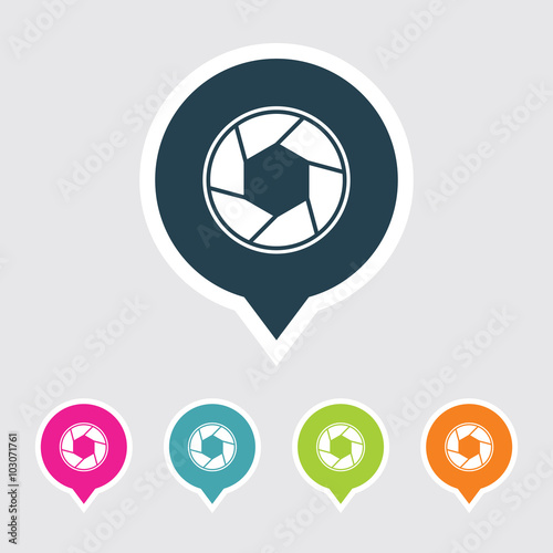 Very Useful Editable Camera Shutter Icon on Different Colored Pointer Shape. Eps-10. Free Download Very Useful Editable Camera Shutter Icon on Different Colored Pointer Shape. Eps-10. - GFXLoad