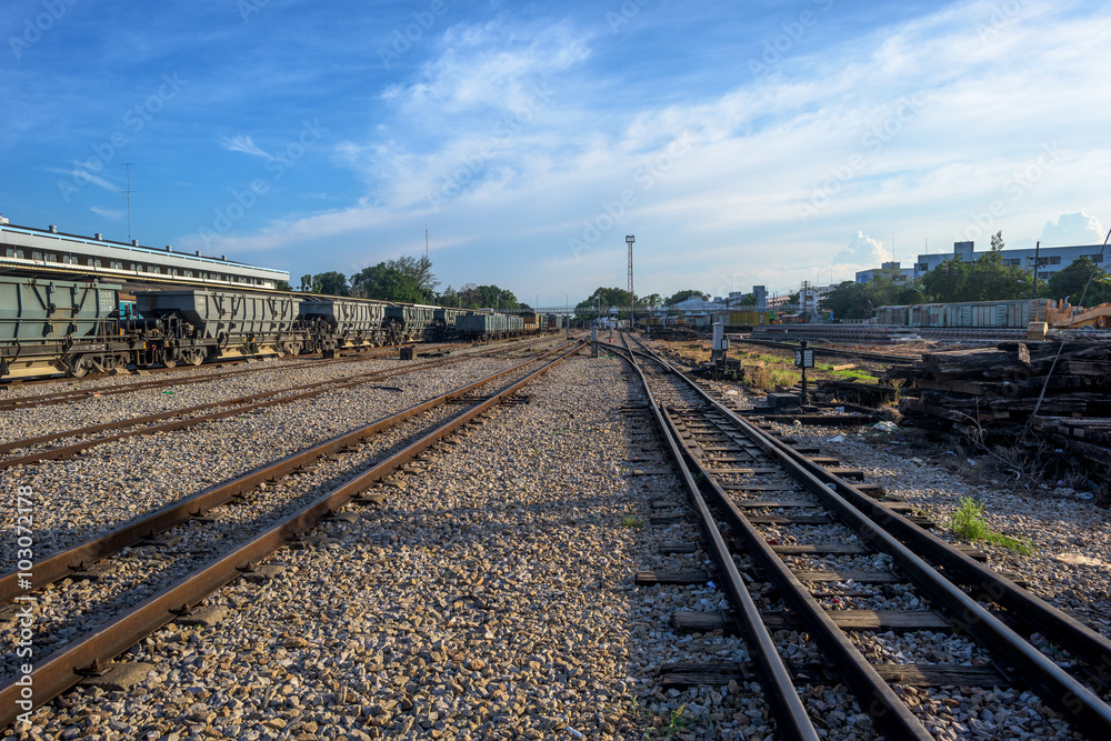 Fototapeta premium Train and Railway at Train Station