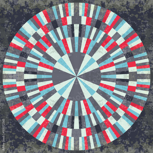 colorful abstract geometrical objects on a black background grunge effect