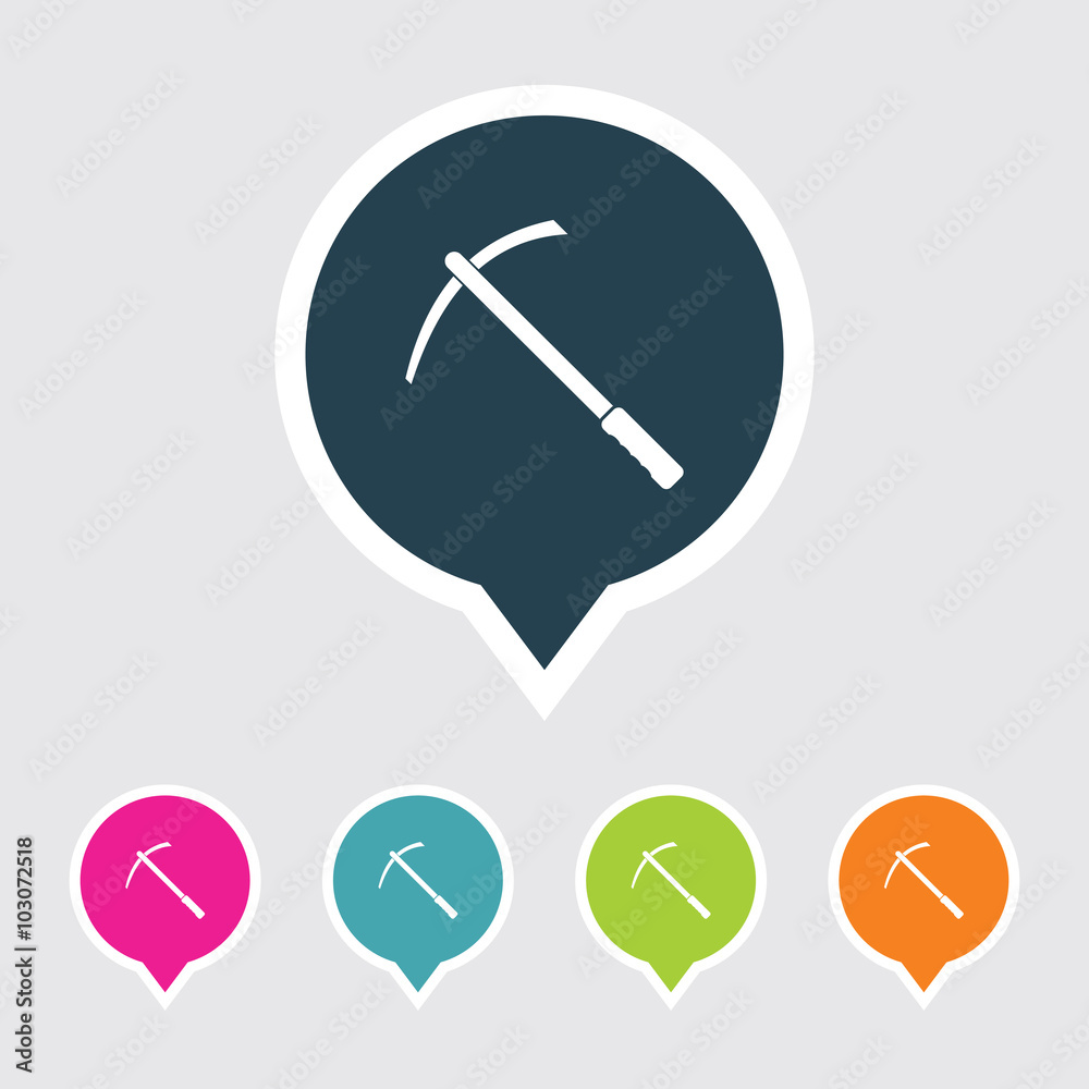 Very Useful Editable Pickax Icon on Different Colored Pointer Shape. Eps-10. Very Useful Editable Pickax Icon on Different Colored Pointer Shape. Eps-10.
