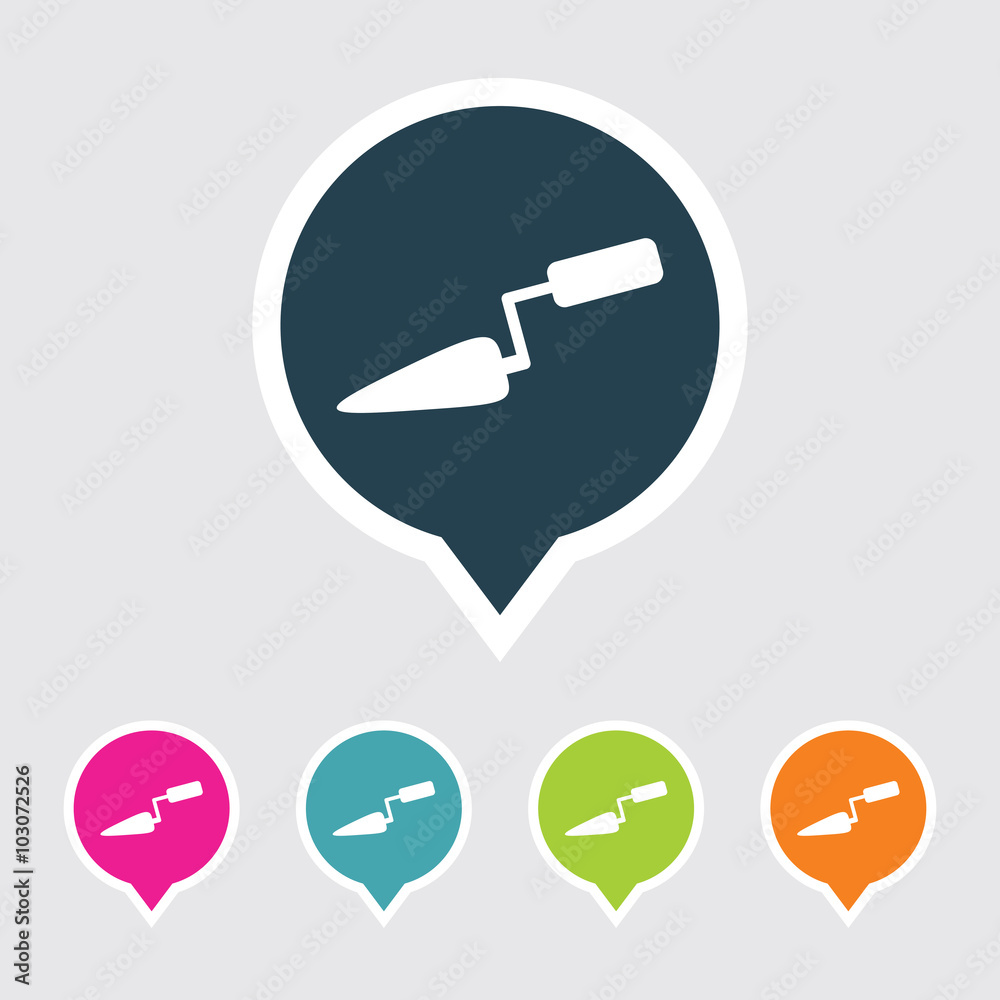 Very Useful Editable Trowel Icon on Different Colored Pointer Shape. Eps-10. Very Useful Editable Trowel Icon on Different Colored Pointer Shape. Eps-10.