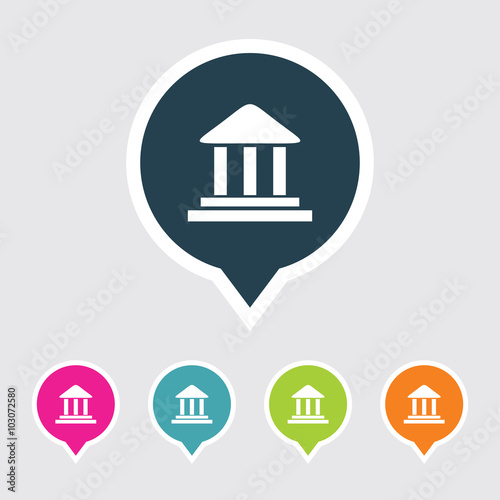 Very Useful Editable Bank Icon on Different Colored Pointer Shape. Eps-10.