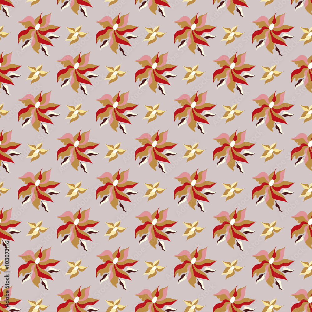 beautiful flower petals on a gray background seamless pattern vector illustration