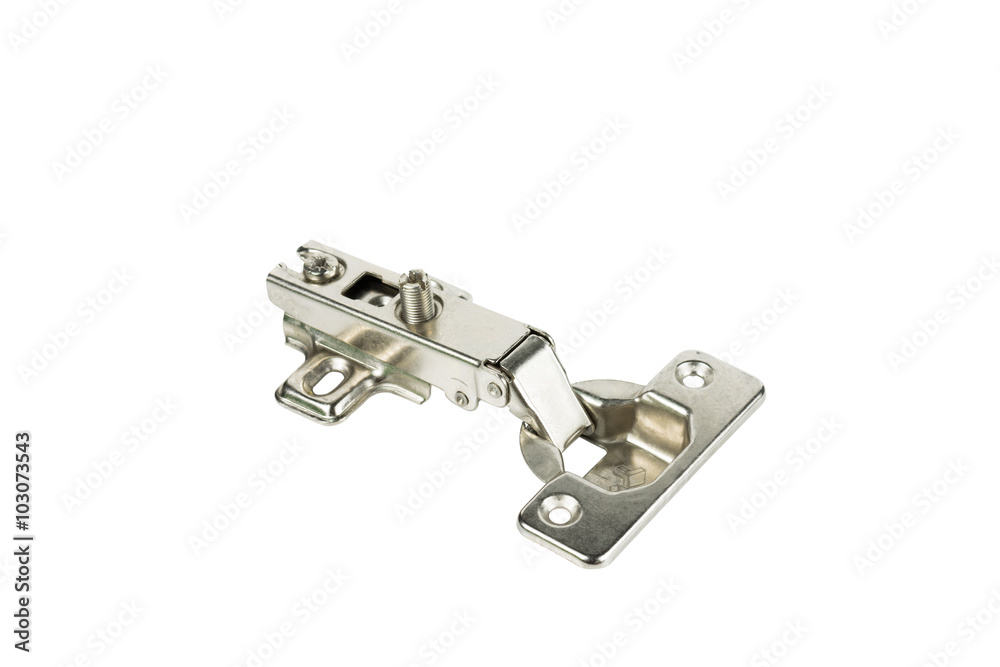 Blum concealed cabinet hinges isolated on white background.