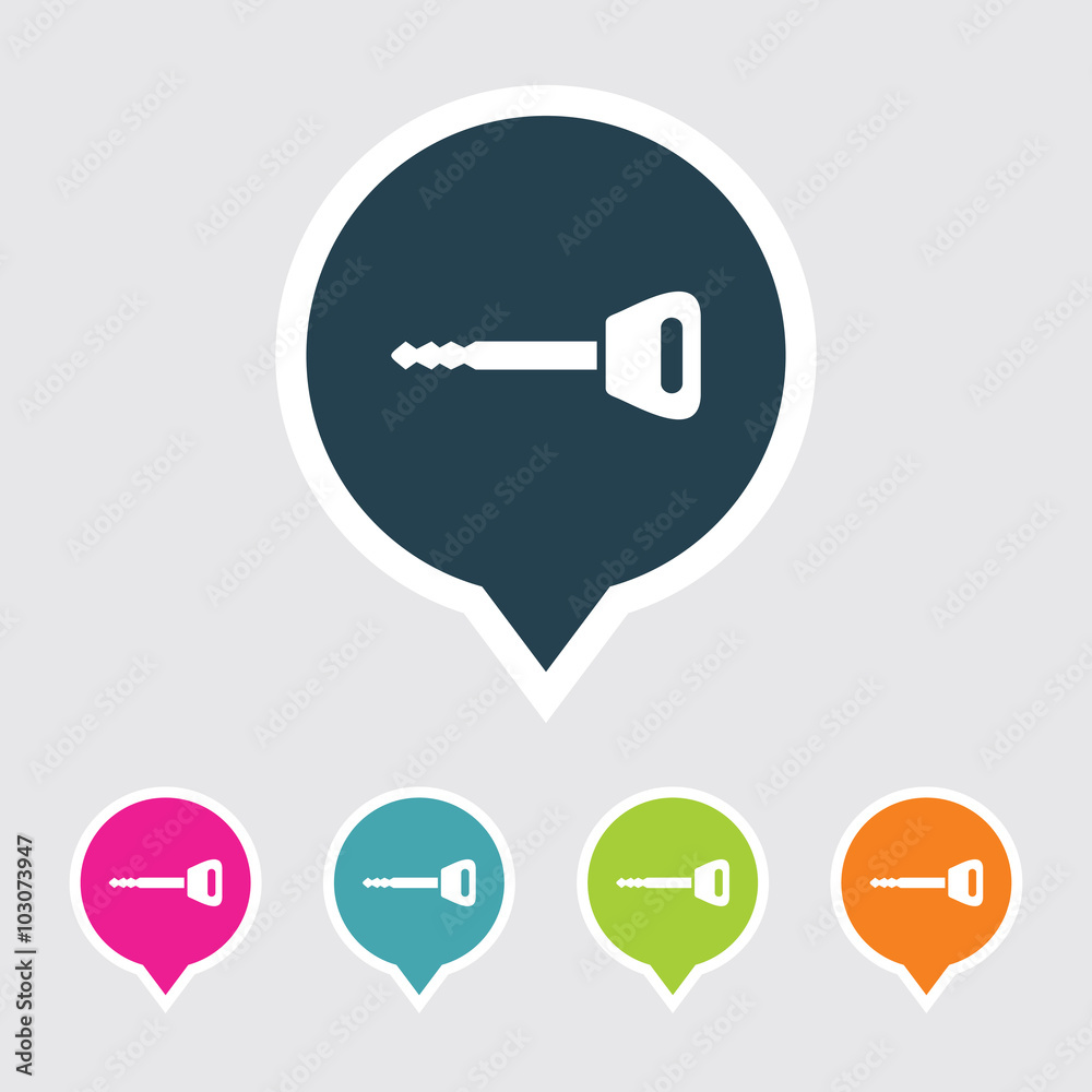 Very Useful Editable Key Icon on Different Colored Pointer Shape. Eps-10. Very Useful Editable Key Icon on Different Colored Pointer Shape. Eps-10.