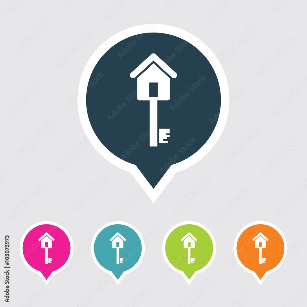 Very Useful Editable Home Key Icon on Different Colored Pointer Shape. Eps-10. Very Useful Editable Home Key Icon on Different Colored Pointer Shape. Eps-10.