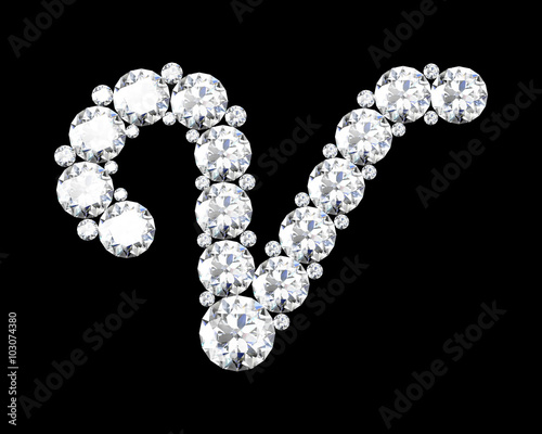 A stunning beautiful "V" set in diamonds. V. 9