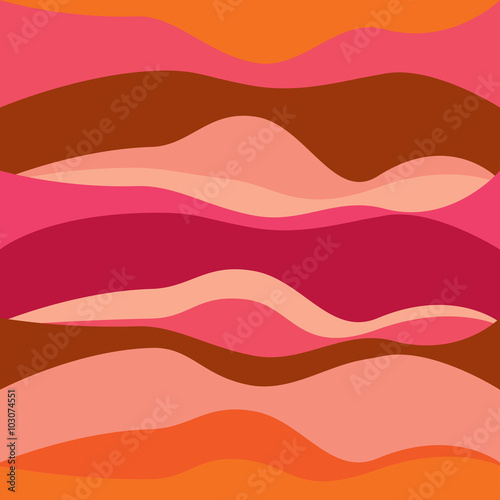 Bright pink, red abstract waves background. Vector illustration.